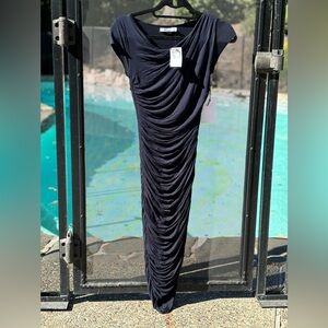 Bailey44 Navy Ruched on the sides Bodycon Midi Dress